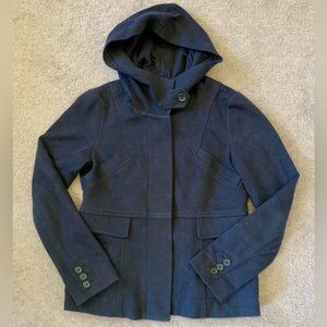 THEORY navy Emilen cotton hoodie jacket, size Small